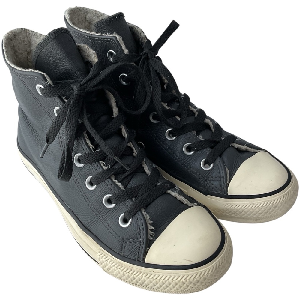 Converse Chuck Taylor All Star Gray Leather Fur Lined High Top Men’s 5 Women’s 7